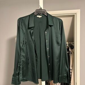 Le Mystere Dark Green Satin Blouse